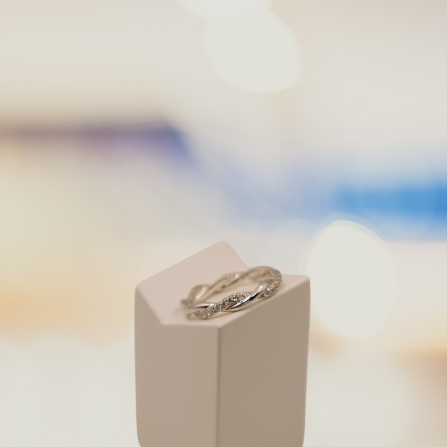 0.15 Carat Natural White Diamond Ring with 18K White Gold