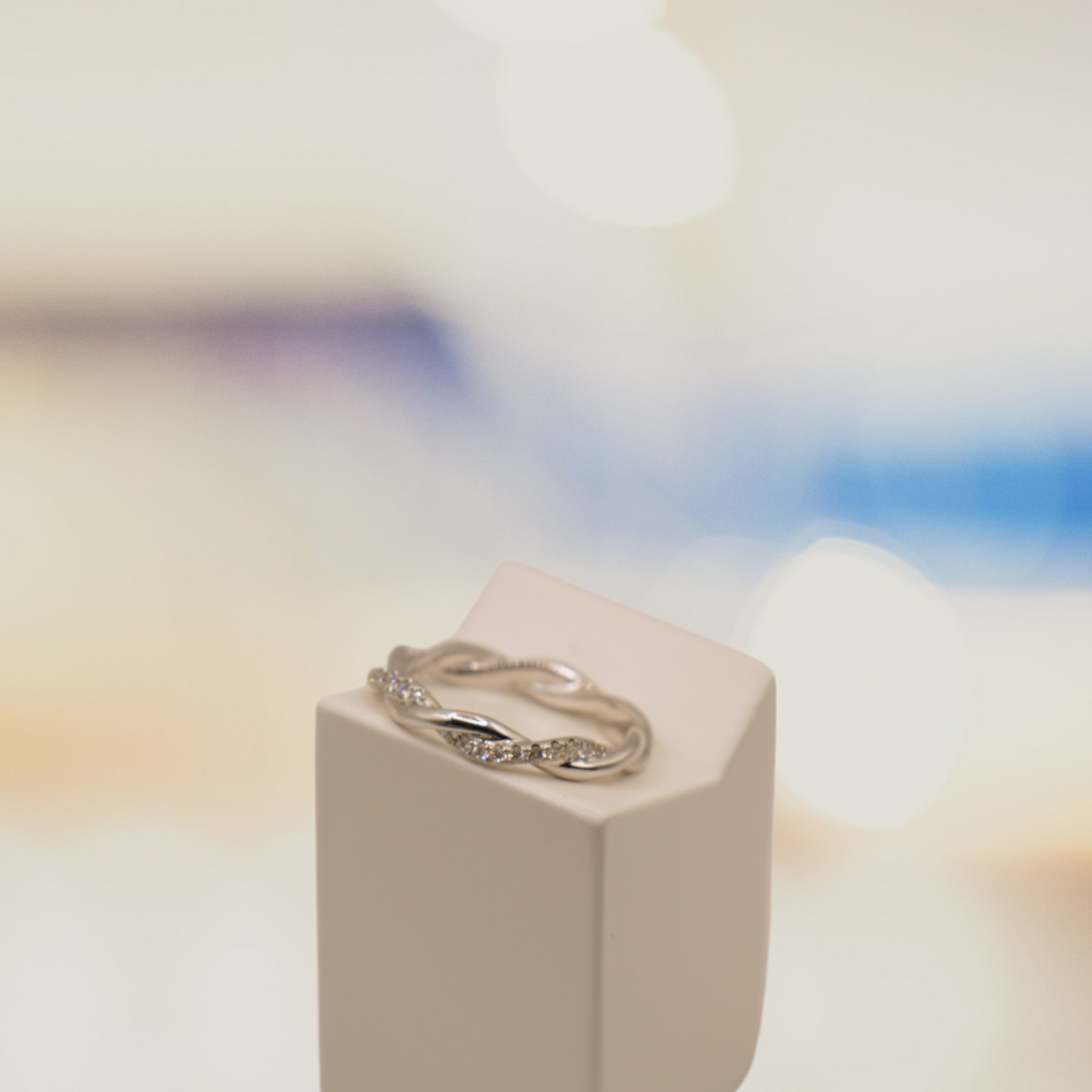 0.15 Carat Natural White Diamond Ring with 18K White Gold