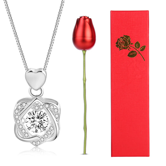 Cubic Zirconia With Moissanite Stones, 925 Sterling Silver Necklace And Gift Box