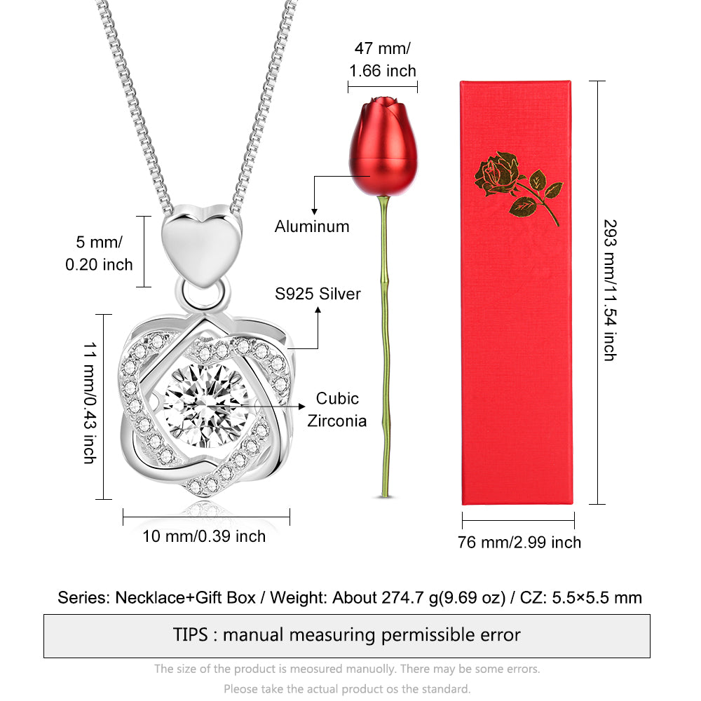 Cubic Zirconia With Moissanite Stones, 925 Sterling Silver Necklace And Gift Box