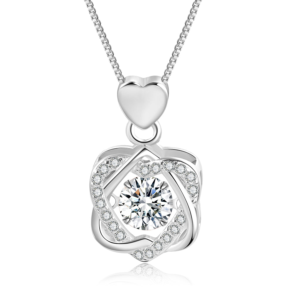 Cubic Zirconia With Moissanite Stones, 925 Sterling Silver Necklace And Gift Box