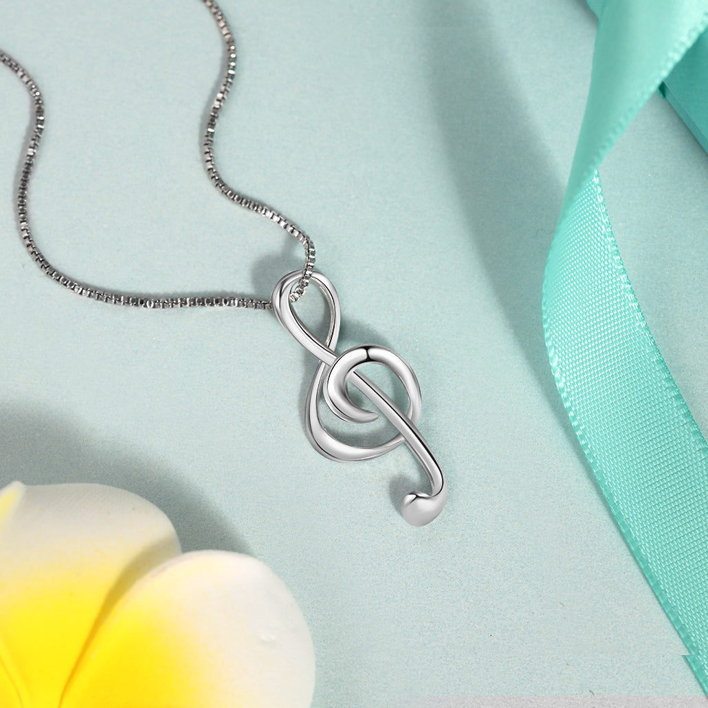 Musical Note Necklace 925 Sterling Silver