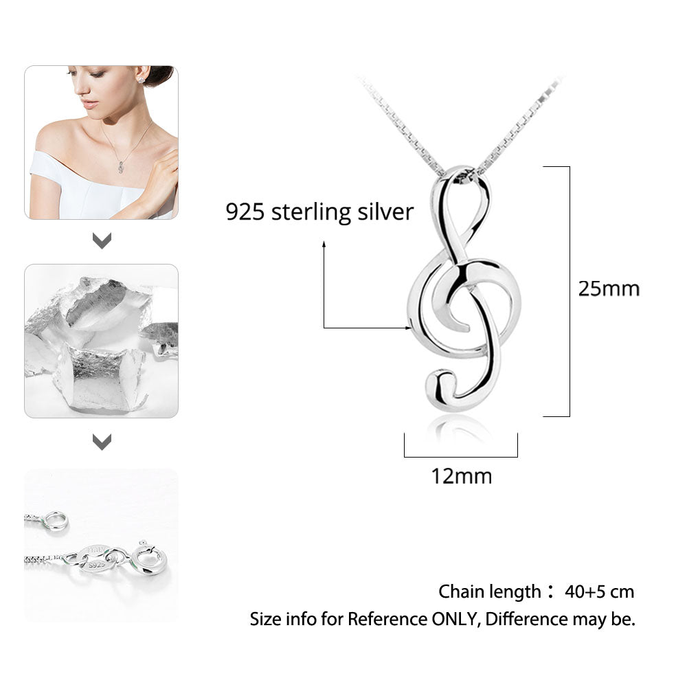Musical Note Necklace 925 Sterling Silver
