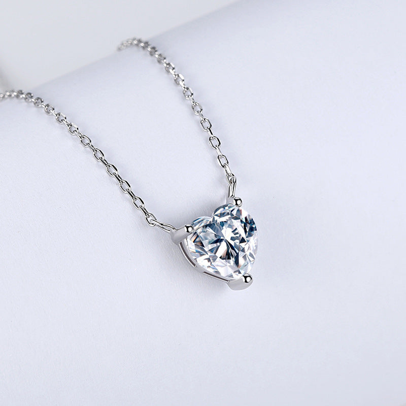 Heart Shaped Cubic Zirconia Necklace 925 Sterling Silver