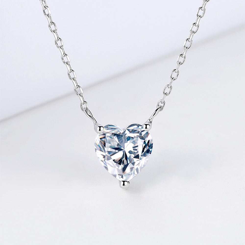 Heart Shaped Cubic Zirconia Necklace 925 Sterling Silver