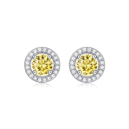 Yellow Moissanite Earring 925 Sterling Silver