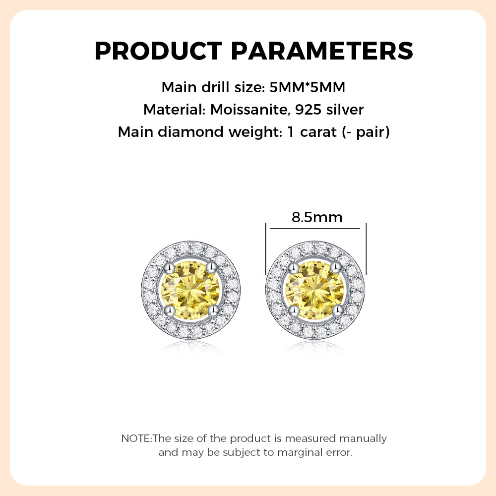 Yellow Moissanite Earring 925 Sterling Silver