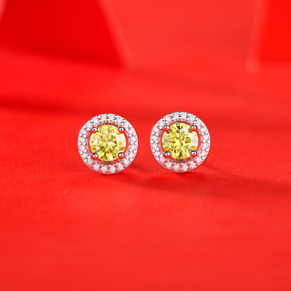 Yellow Moissanite Earring 925 Sterling Silver