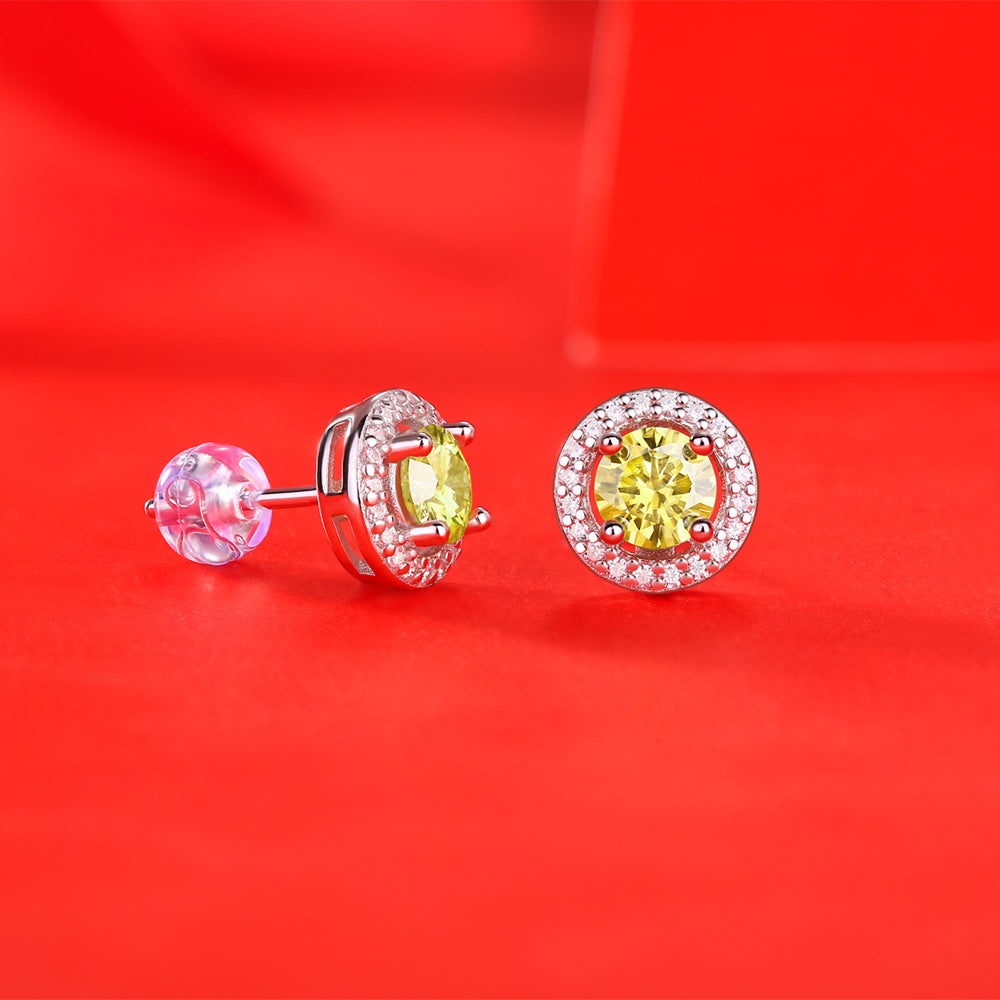 Yellow Moissanite Earring 925 Sterling Silver