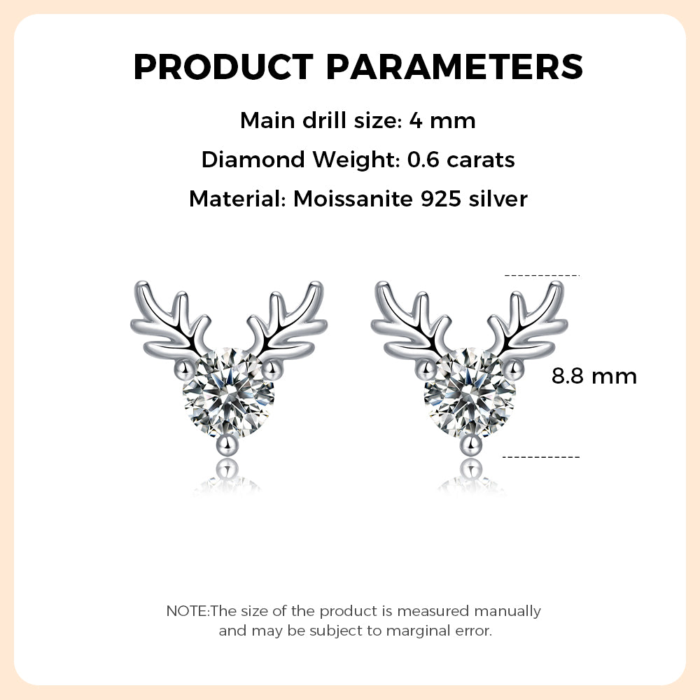 Antler Moissanite Earring 925 Sterling Silver