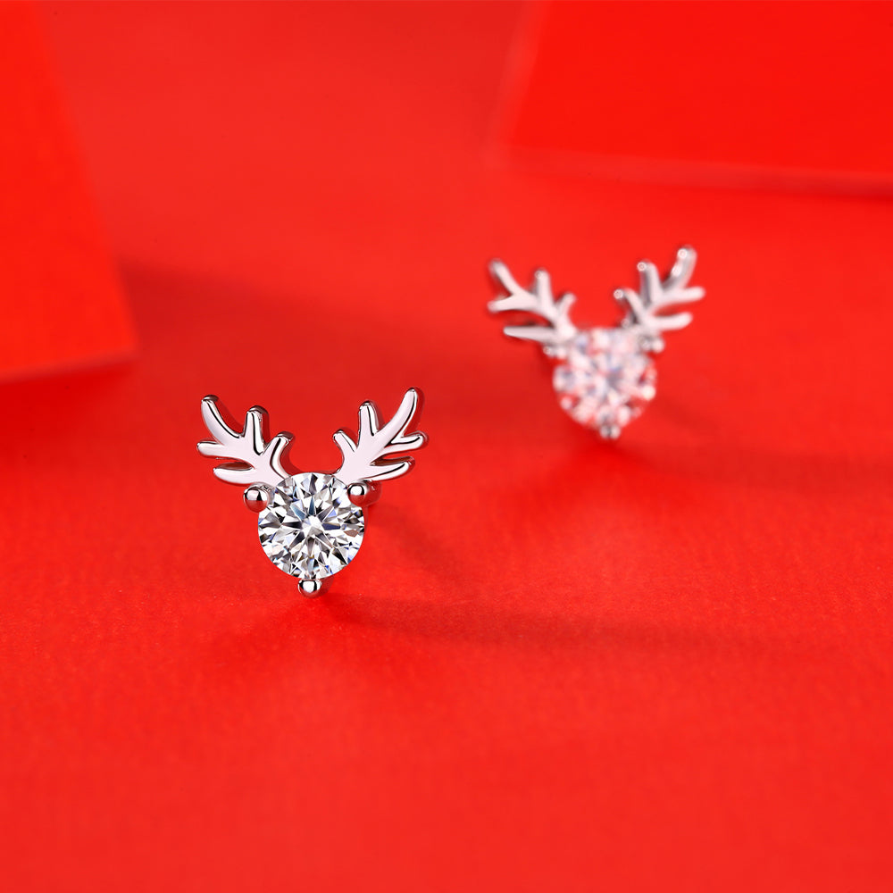 Antler Moissanite Earring 925 Sterling Silver