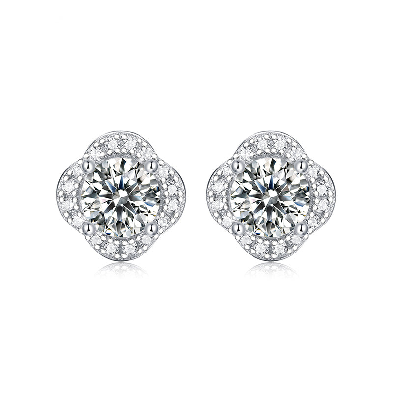 Flower Moissanite Earring 925 Sterling Silver