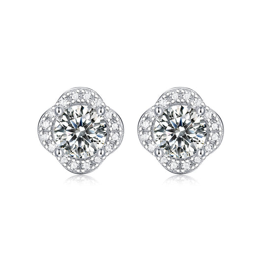 Flower Moissanite Earring 925 Sterling Silver