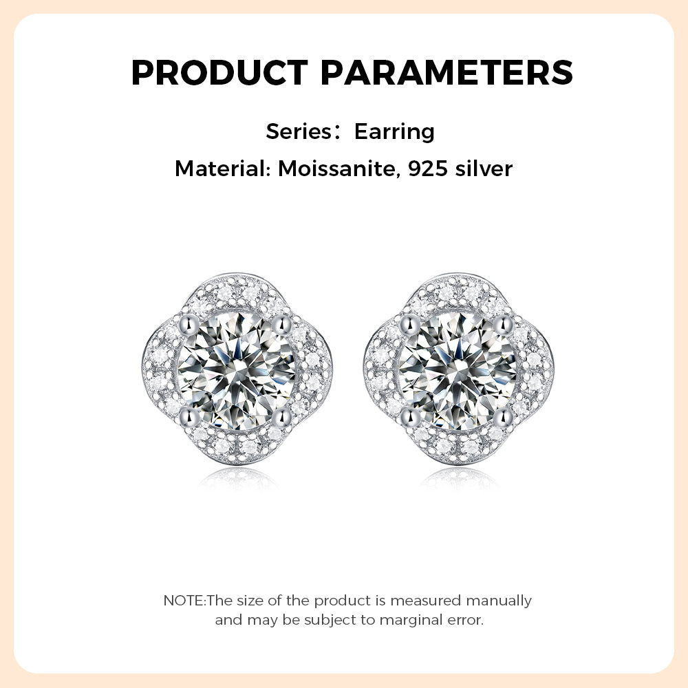 Flower Moissanite Earring 925 Sterling Silver