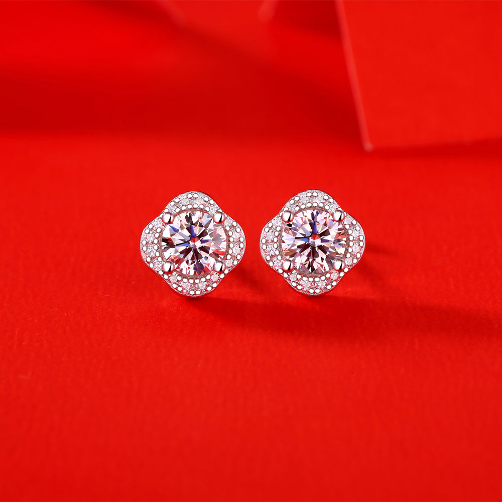 Flower Moissanite Earring 925 Sterling Silver