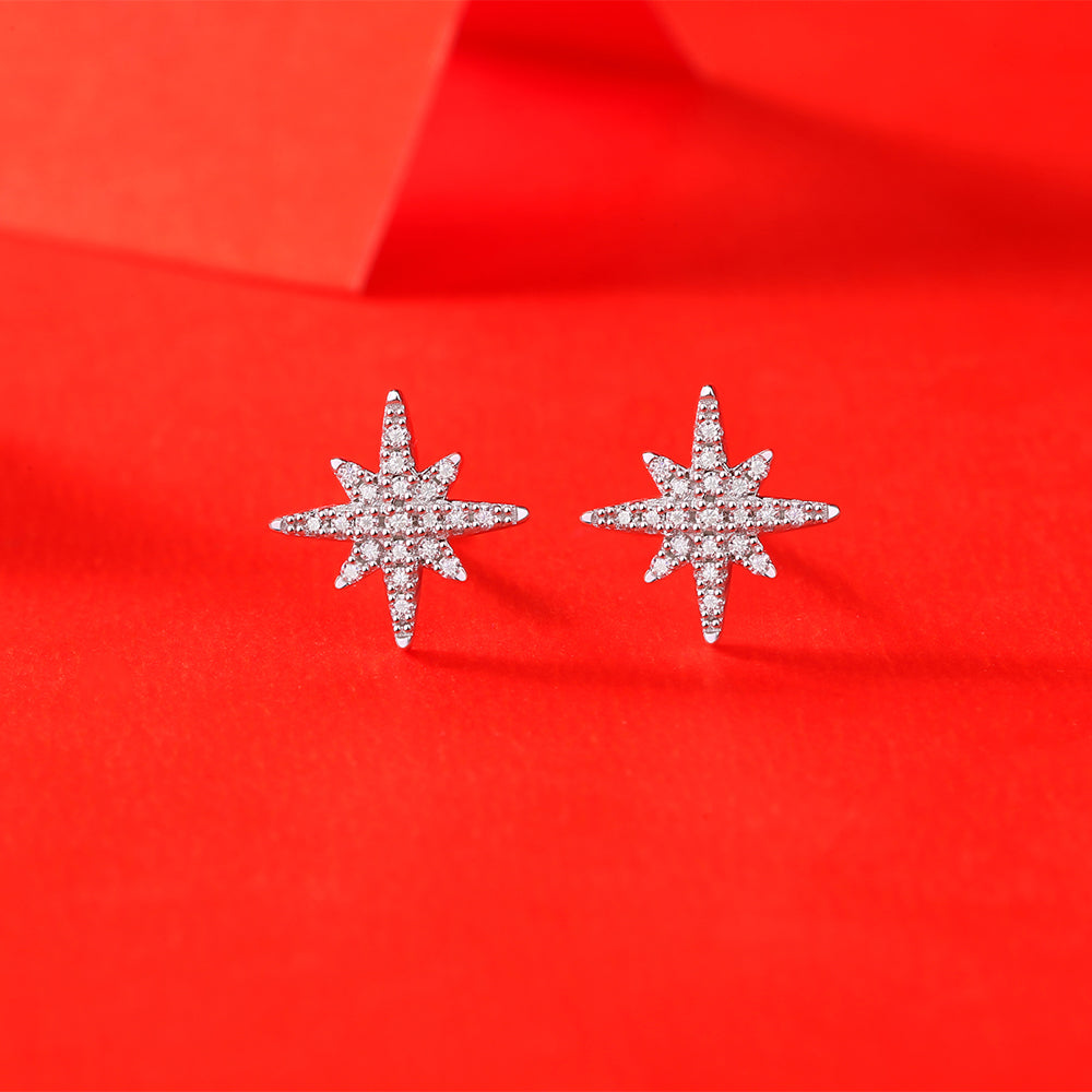 Star Moissanite Earring 925 Sterling Silver