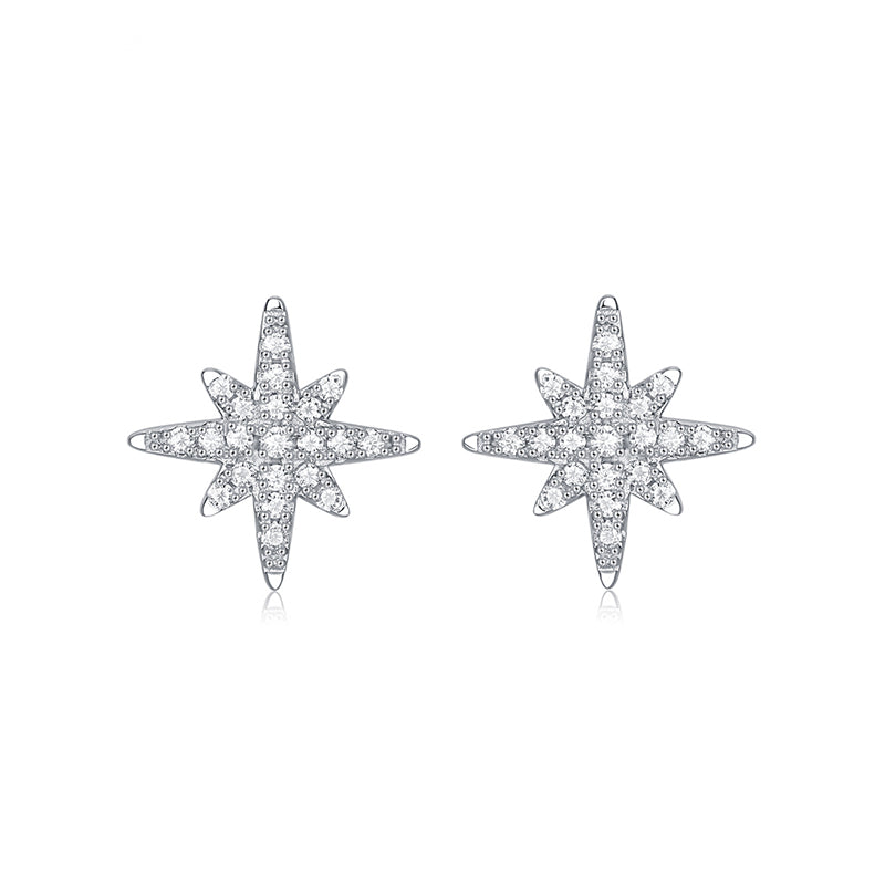 Star Moissanite Earring 925 Sterling Silver