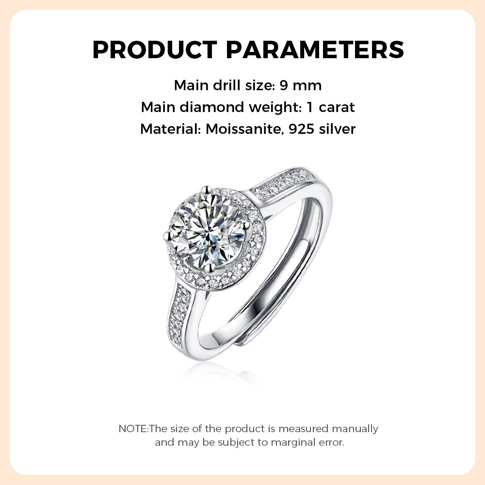 Moissanite Ring 925 Sterling Silver