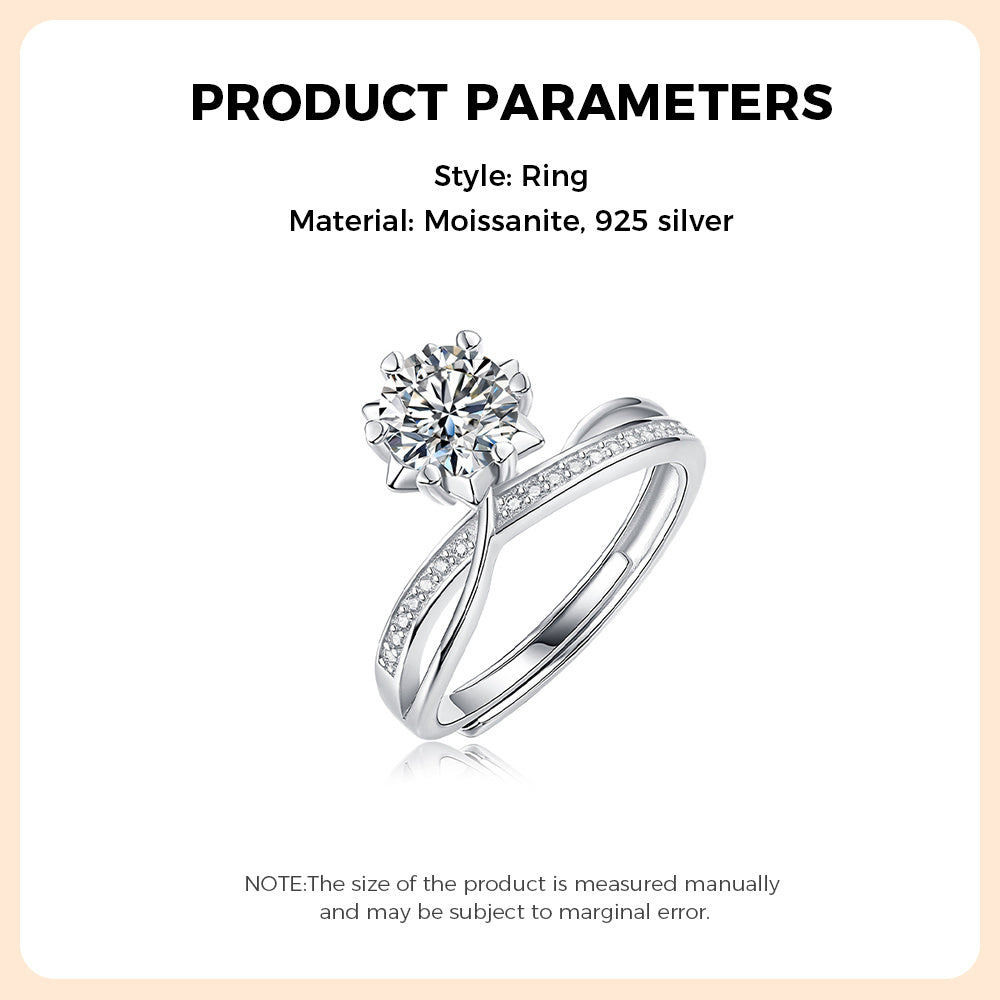 Moissanite Ring 925 Sterling Silver