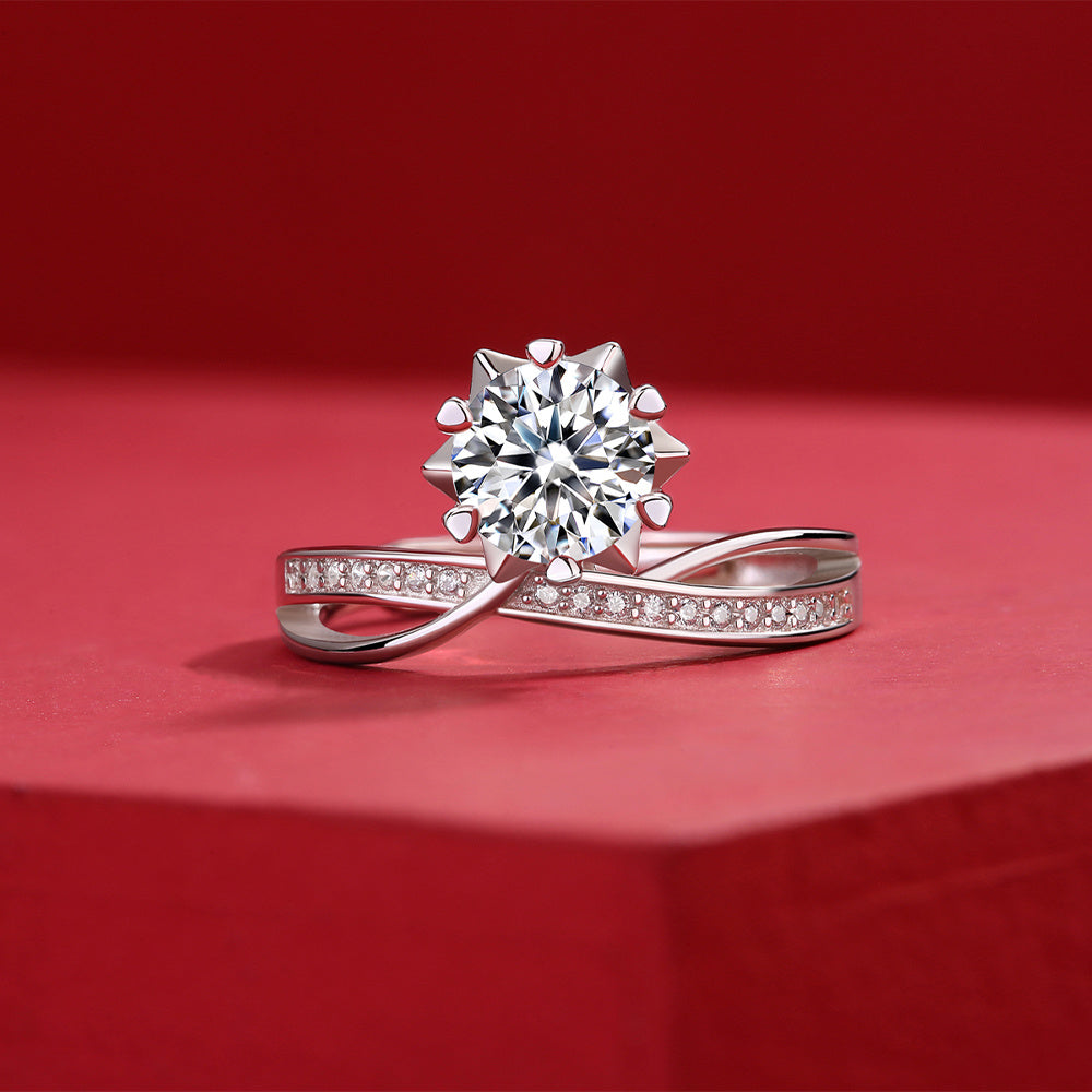 Moissanite Ring 925 Sterling Silver