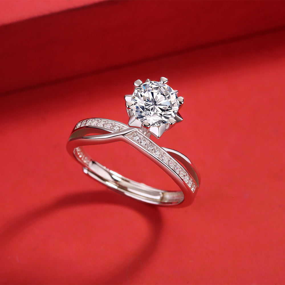 Moissanite Ring 925 Sterling Silver