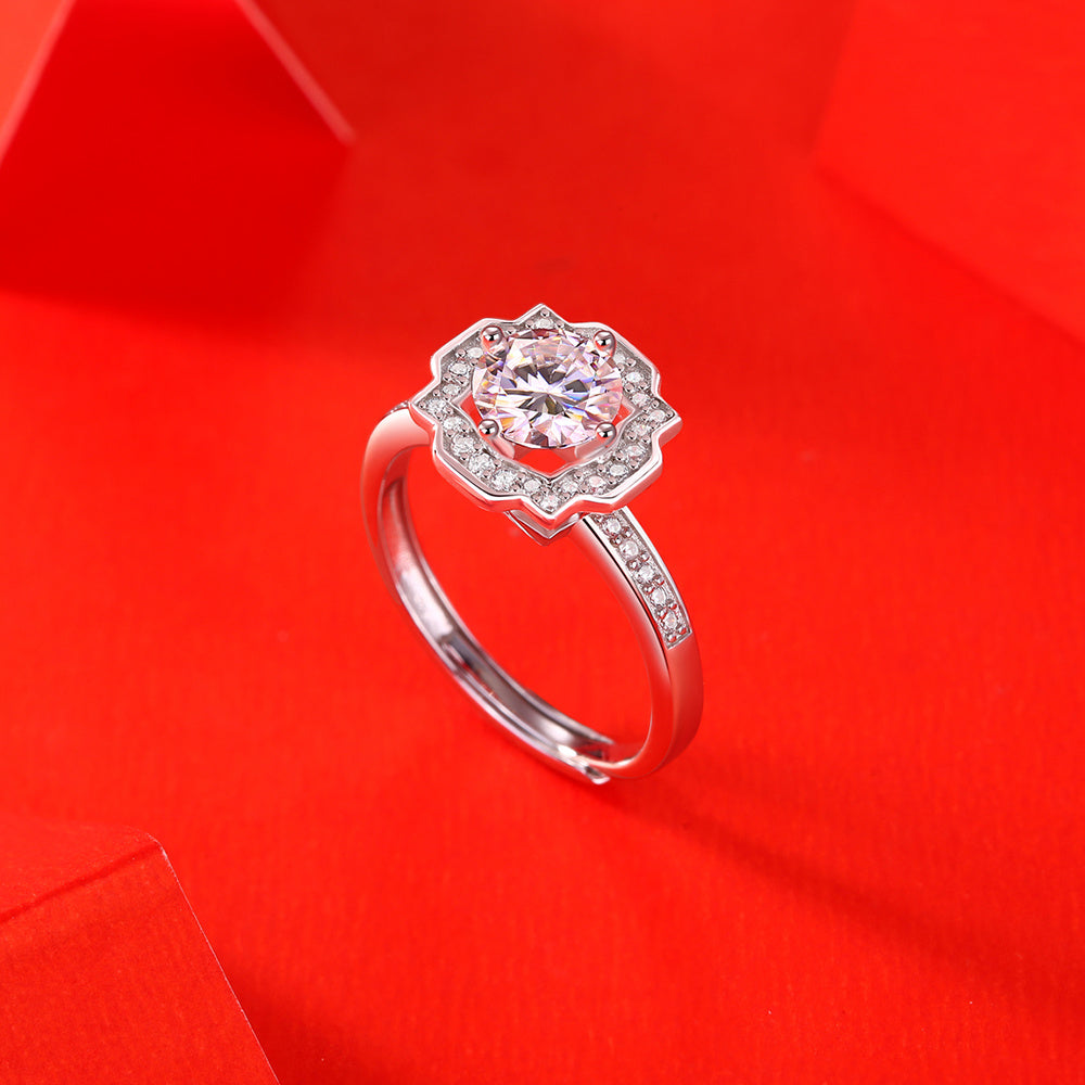 Moissanite Ring 925 Sterling Silver