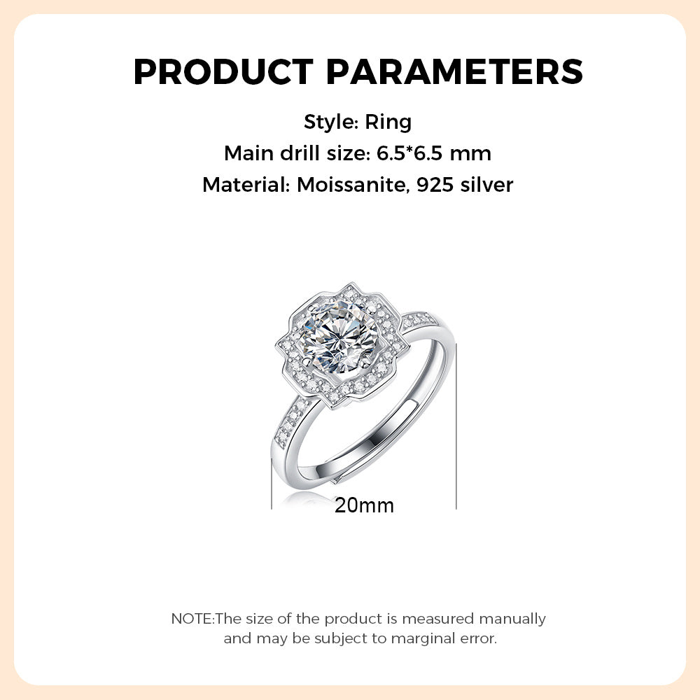 Moissanite Ring 925 Sterling Silver