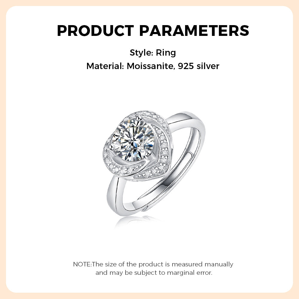 Moissanite Ring 925 Sterling Silver