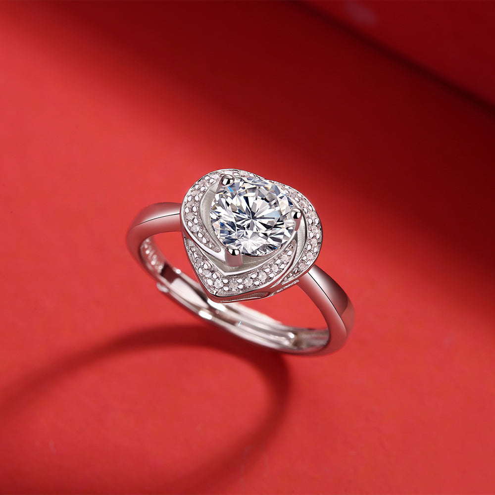 Moissanite Ring 925 Sterling Silver