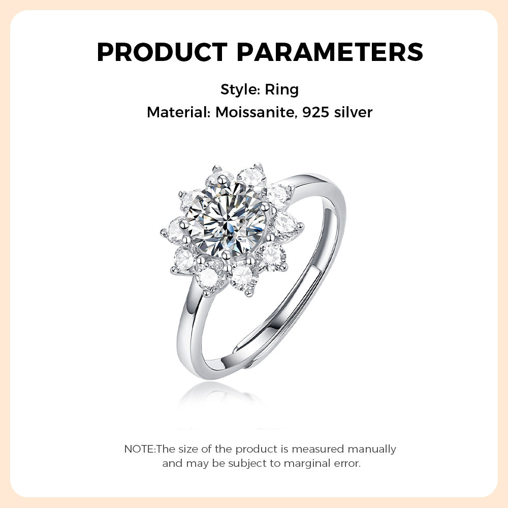 Moissanite Ring 925 Sterling Silver