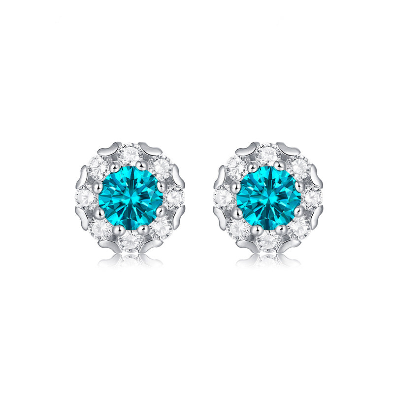 Blue Moissanite Earring 925 Sterling Silver