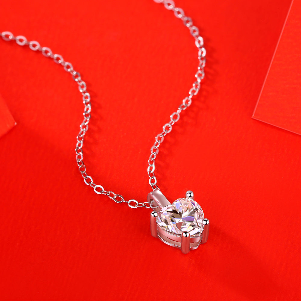 Heart Moissanite Necklace 925 Sterling Silver