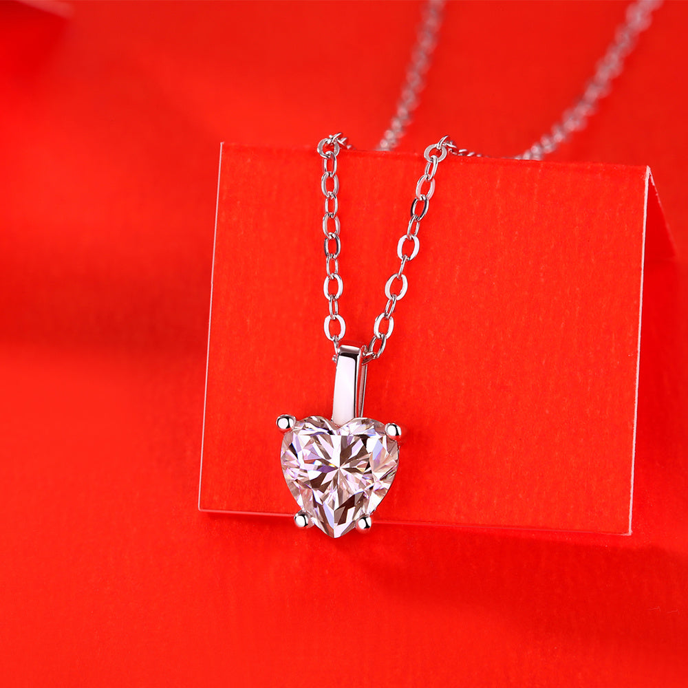 Heart Moissanite Necklace 925 Sterling Silver