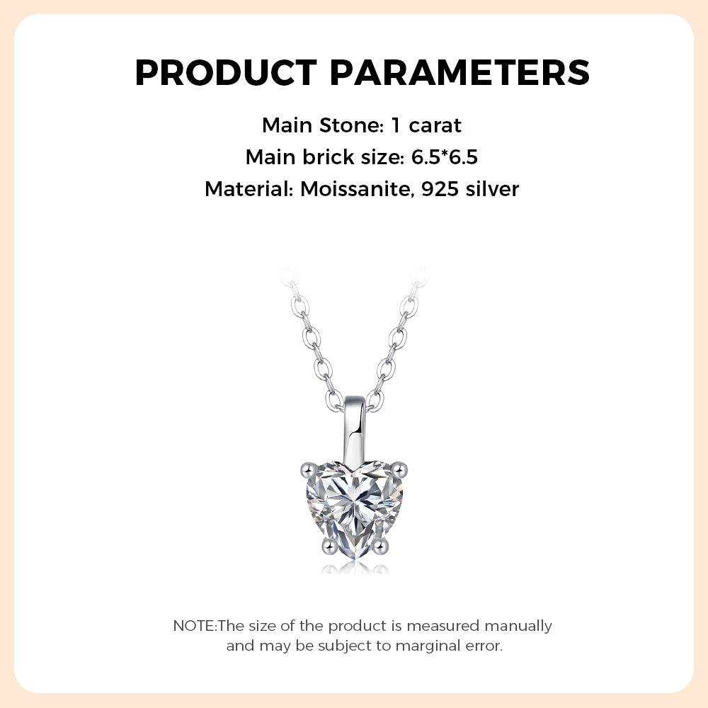 Heart Moissanite Necklace 925 Sterling Silver
