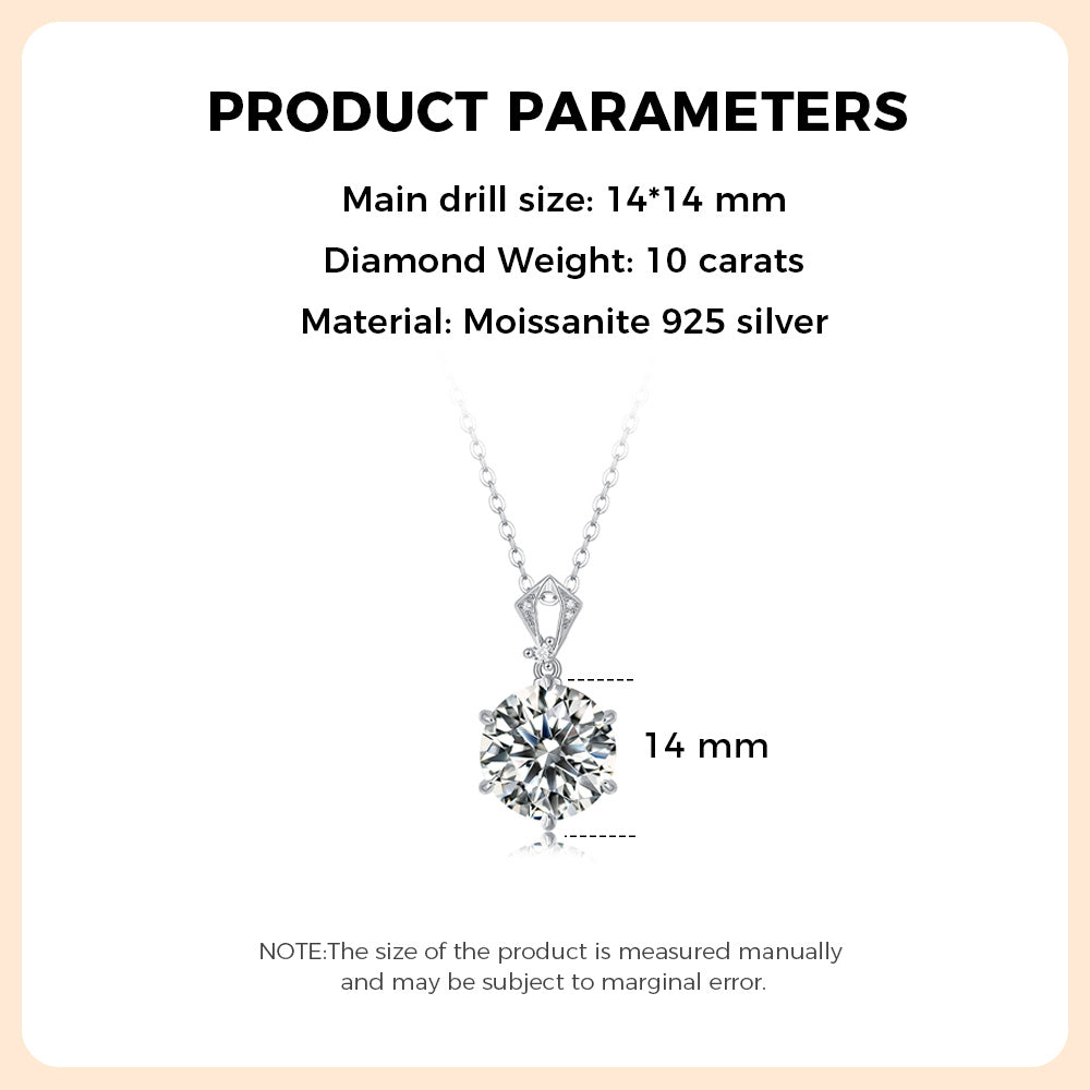 Moissanite Necklace 10 Carats 925 Sterling Silver
