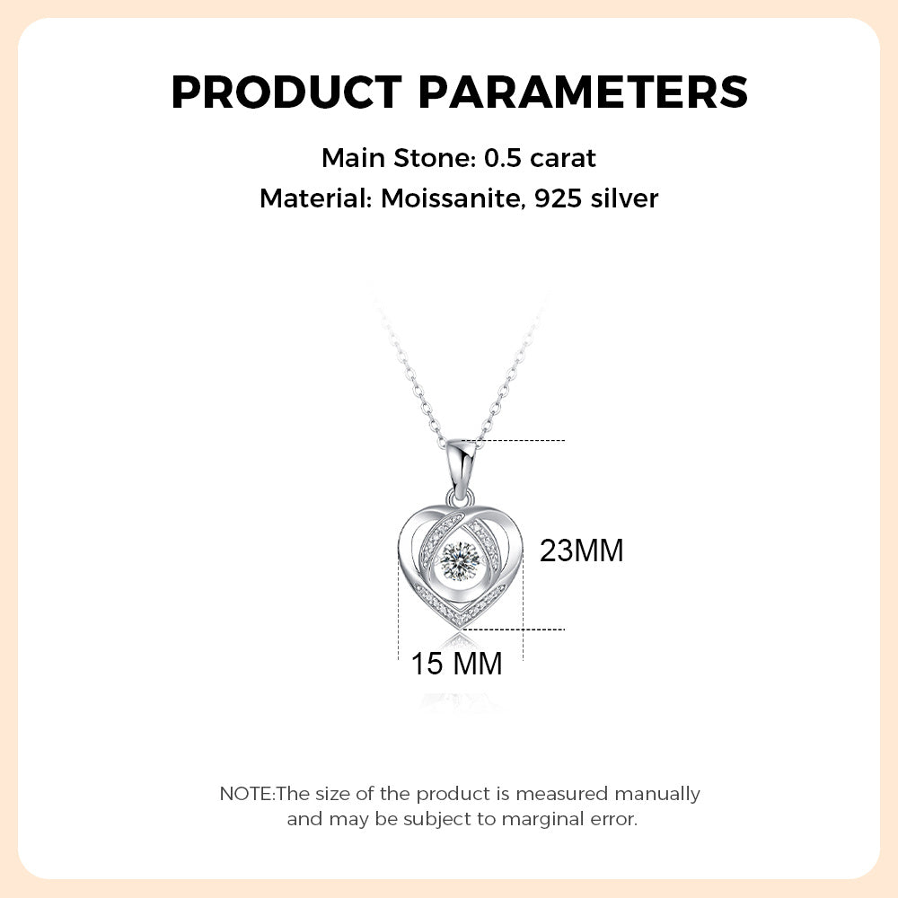 Heart Moissanite Necklace 925 Sterling Silver
