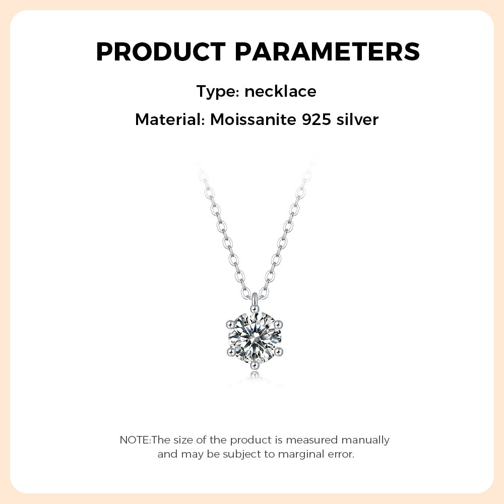 Snowflake Moissanite Necklace 925 Sterling Silver