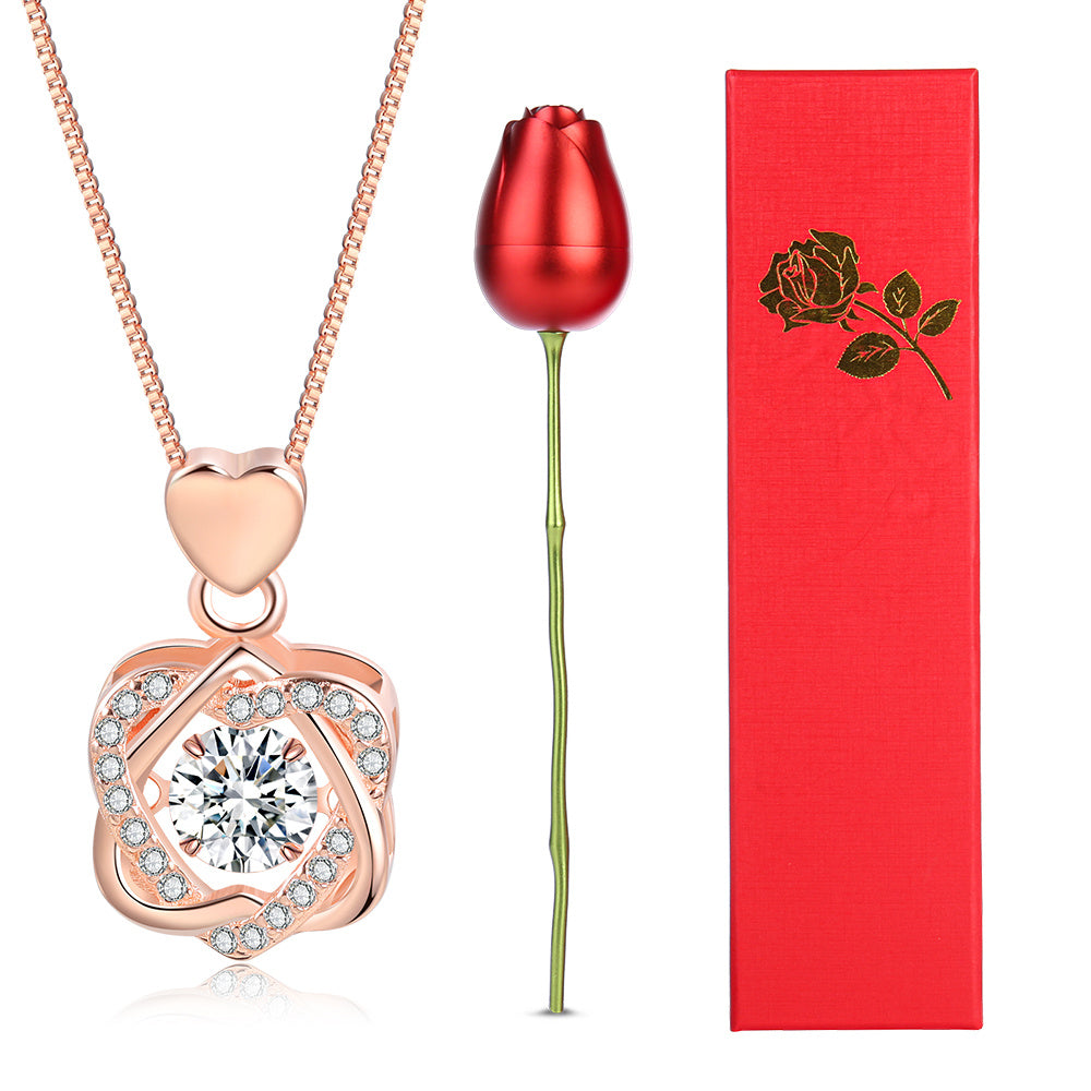 Cubic Zirconia With Moissanite Stones, 925 Sterling Silver Necklace And Gift Box