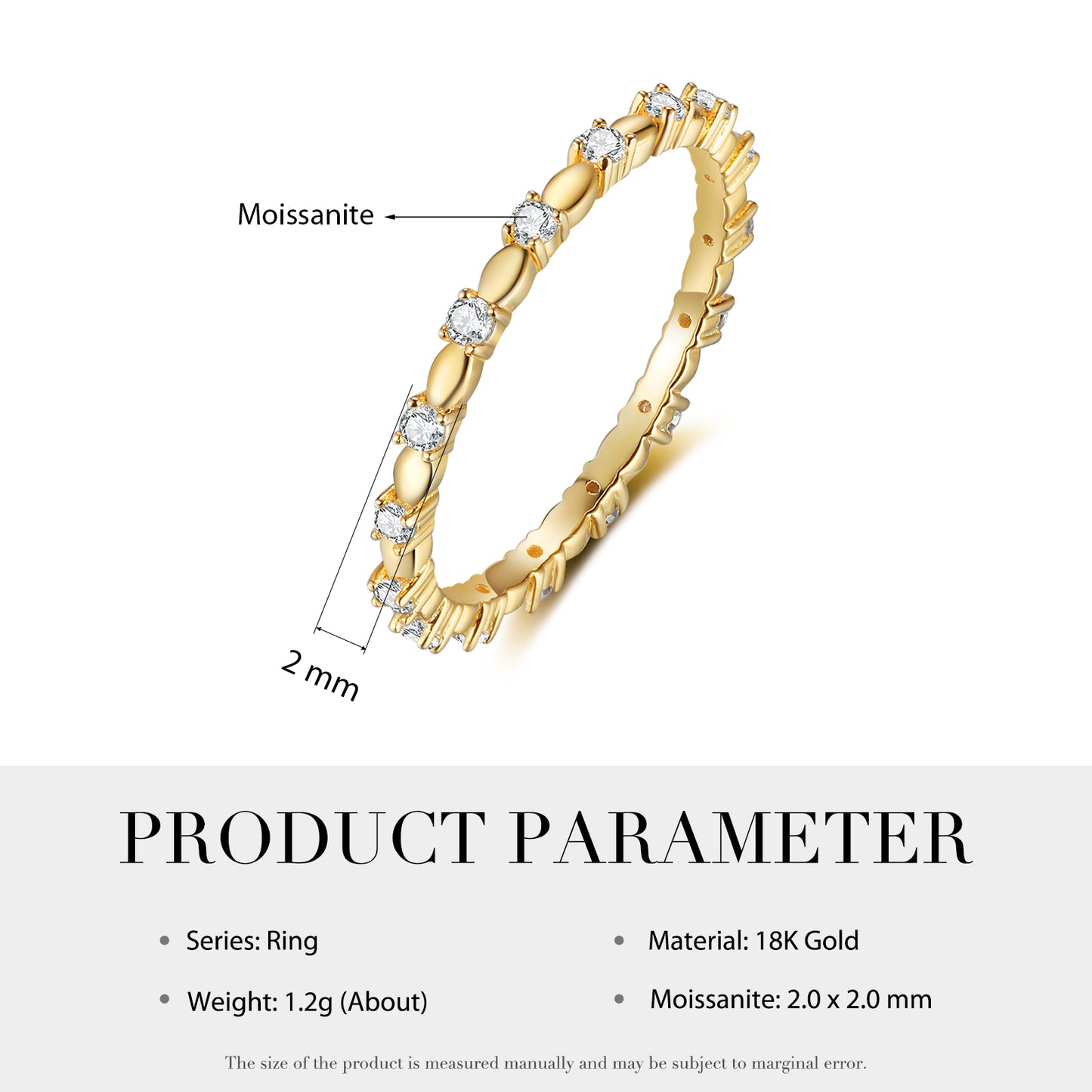 18K Gold Natural Moissanite Ring