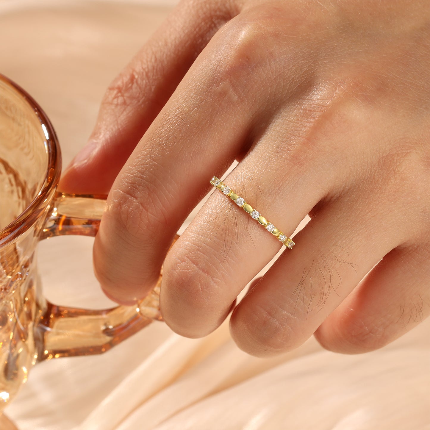 18K Gold Natural Moissanite Ring