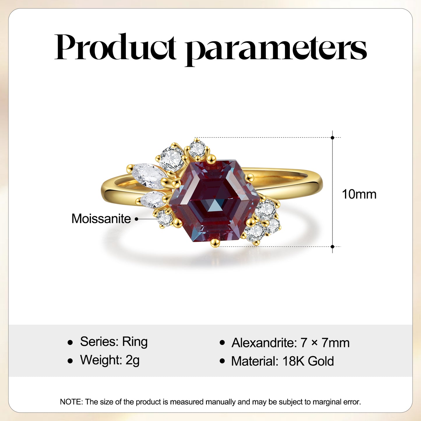 18K Gold Alexandrite With Moissanite Ring (14K Available)