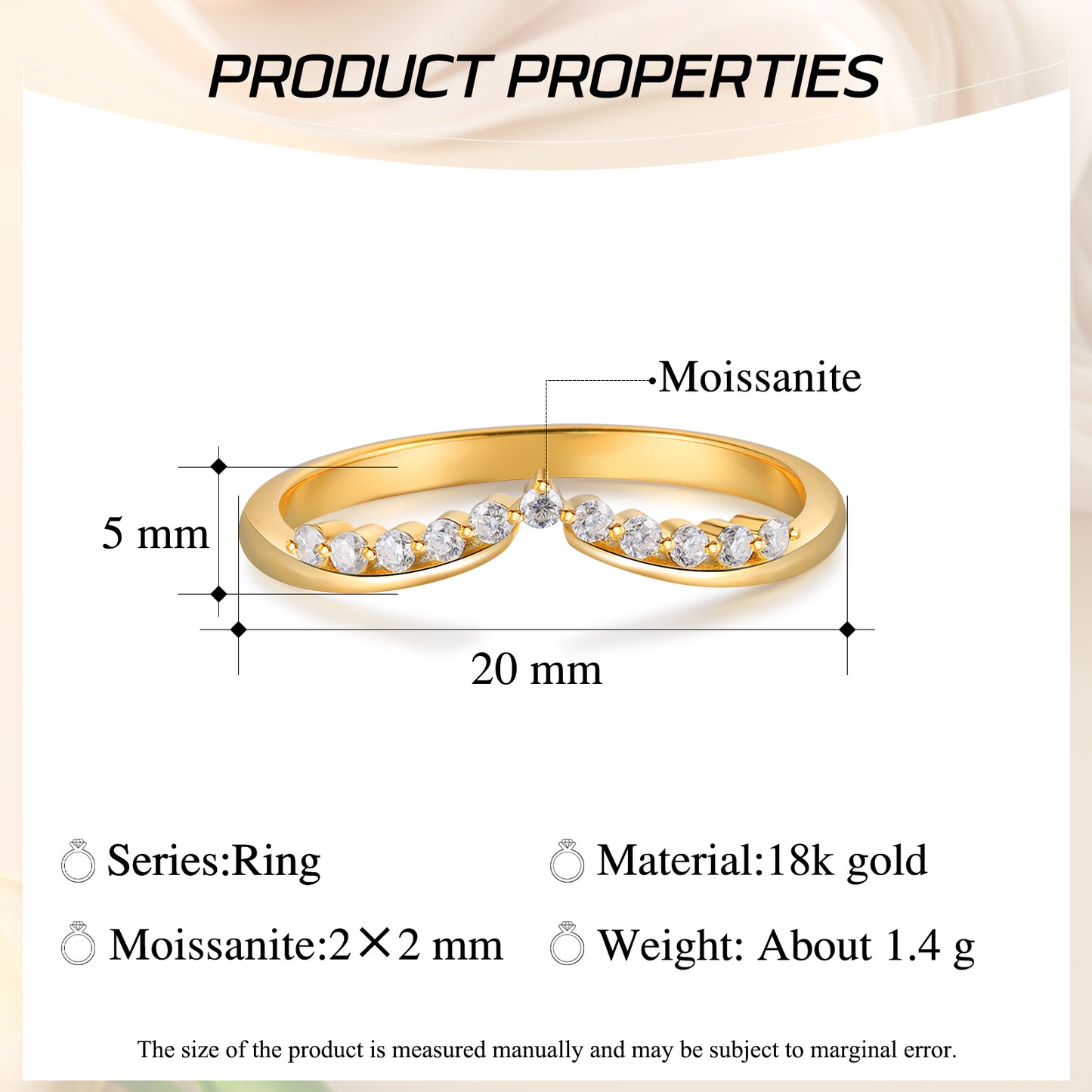 18K Gold Moissanite Ring