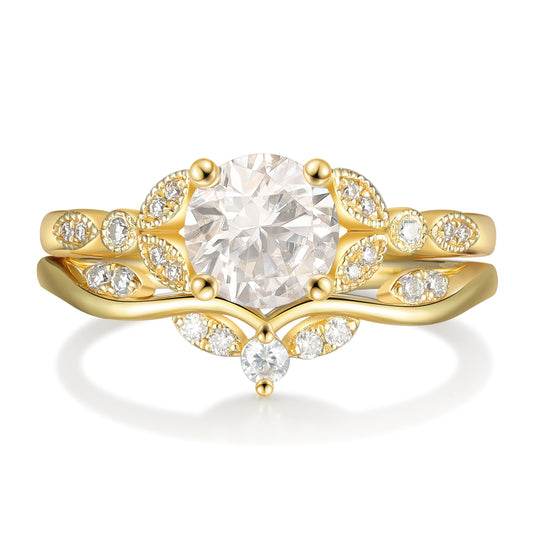 18K Gold Moissanite Rings Set