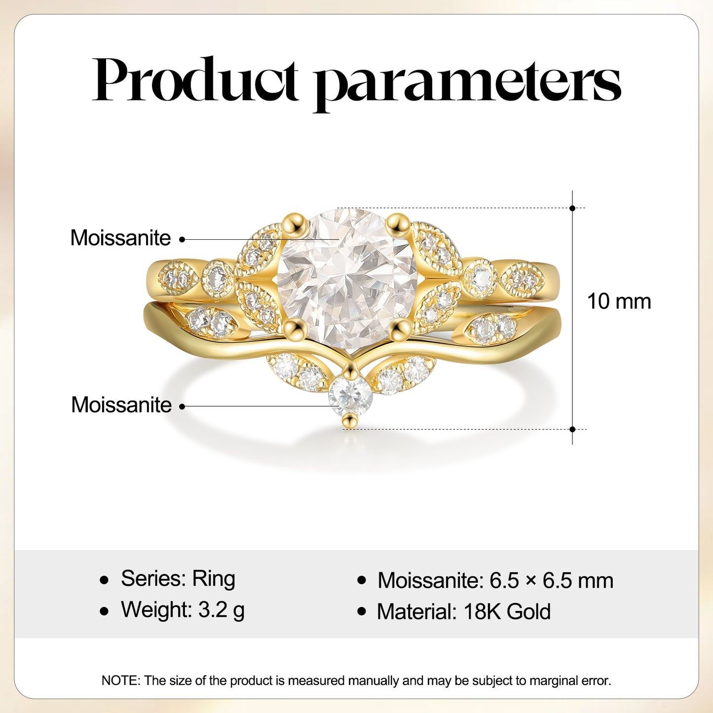 18K Gold Moissanite Rings Set