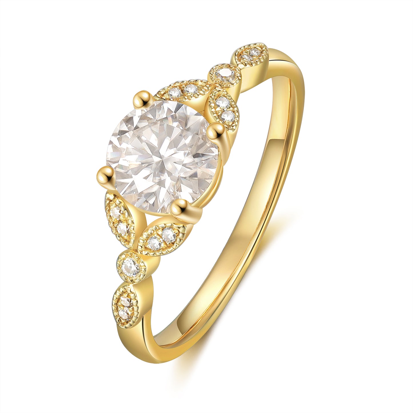 18K Gold Moissanite Rings Set