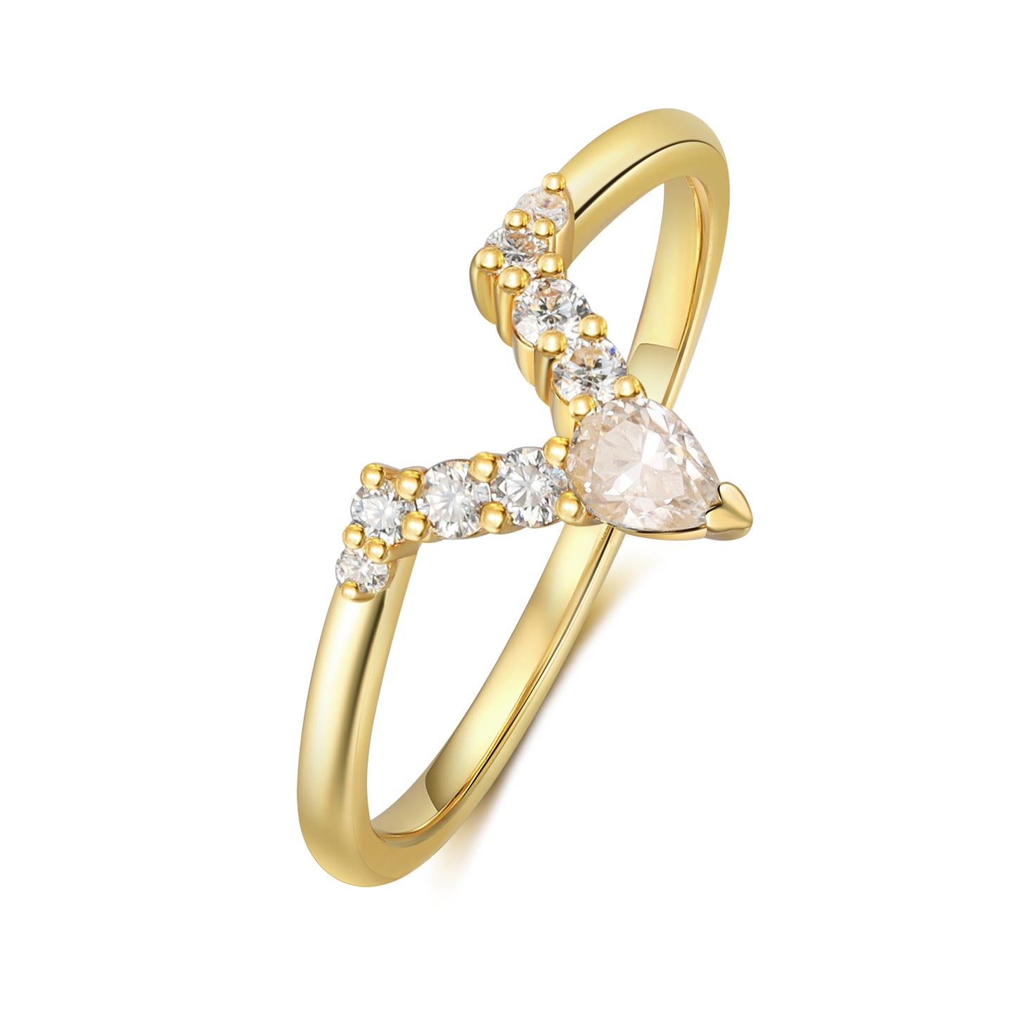 18K Gold Natural Morganite With Moissanite Rings Set