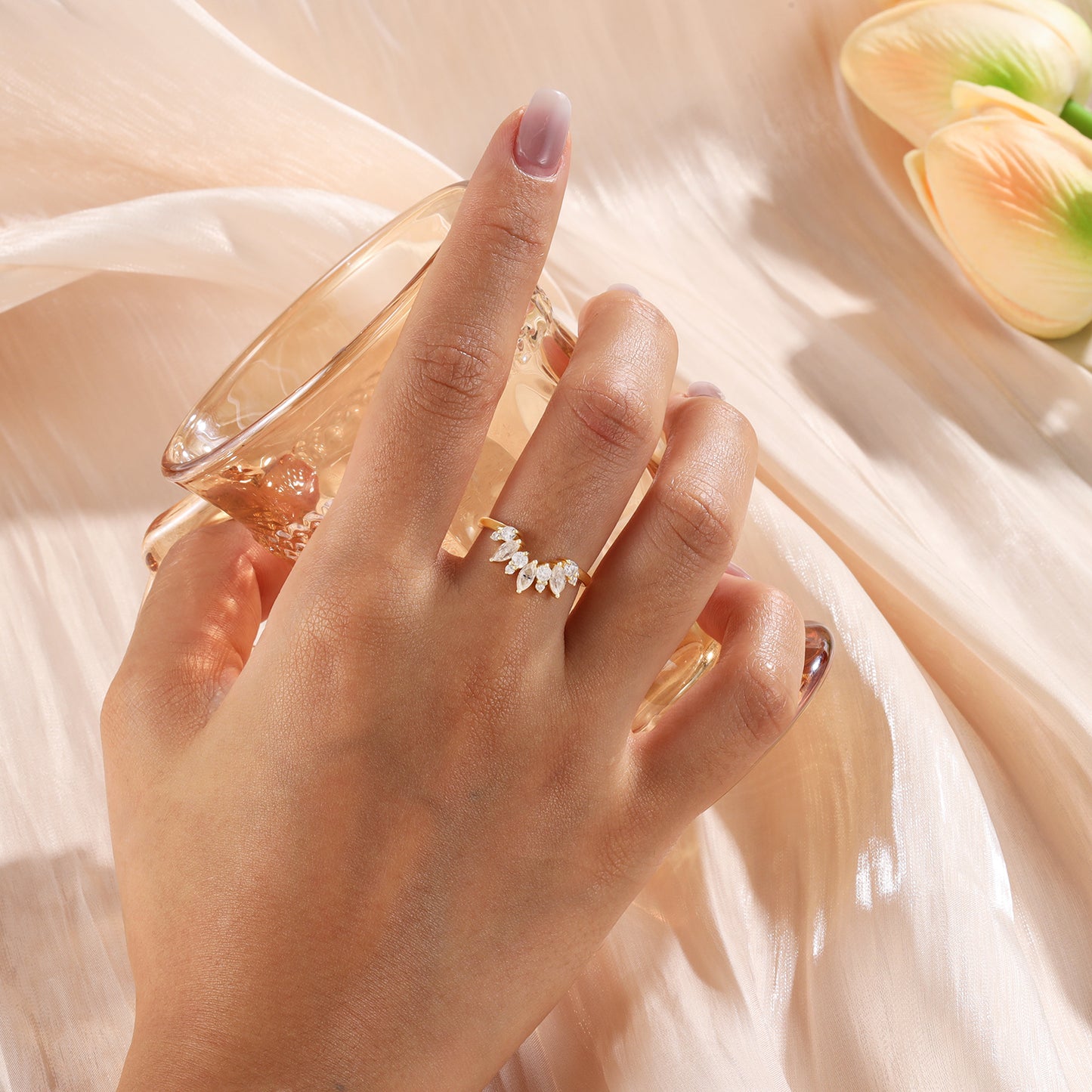 18K Gold Moissanite Ring