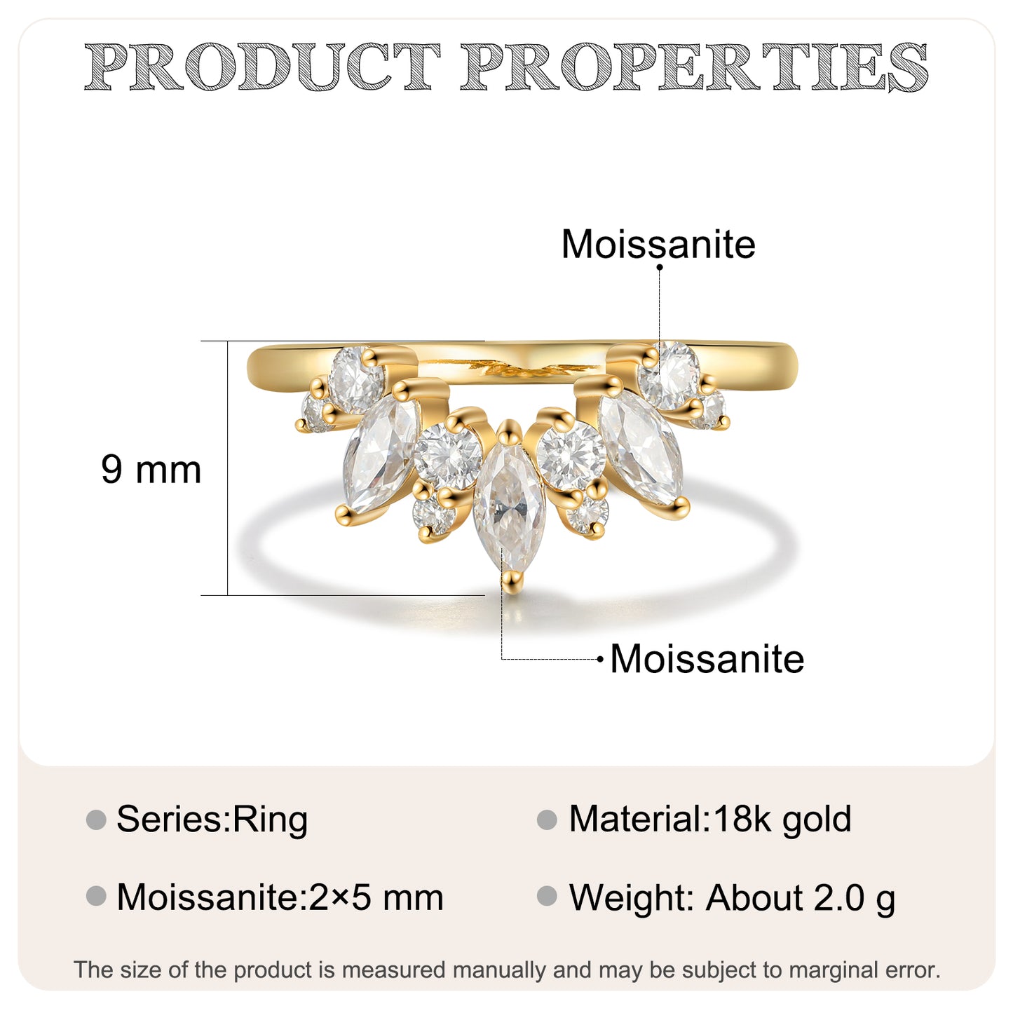 18K Gold Moissanite Ring