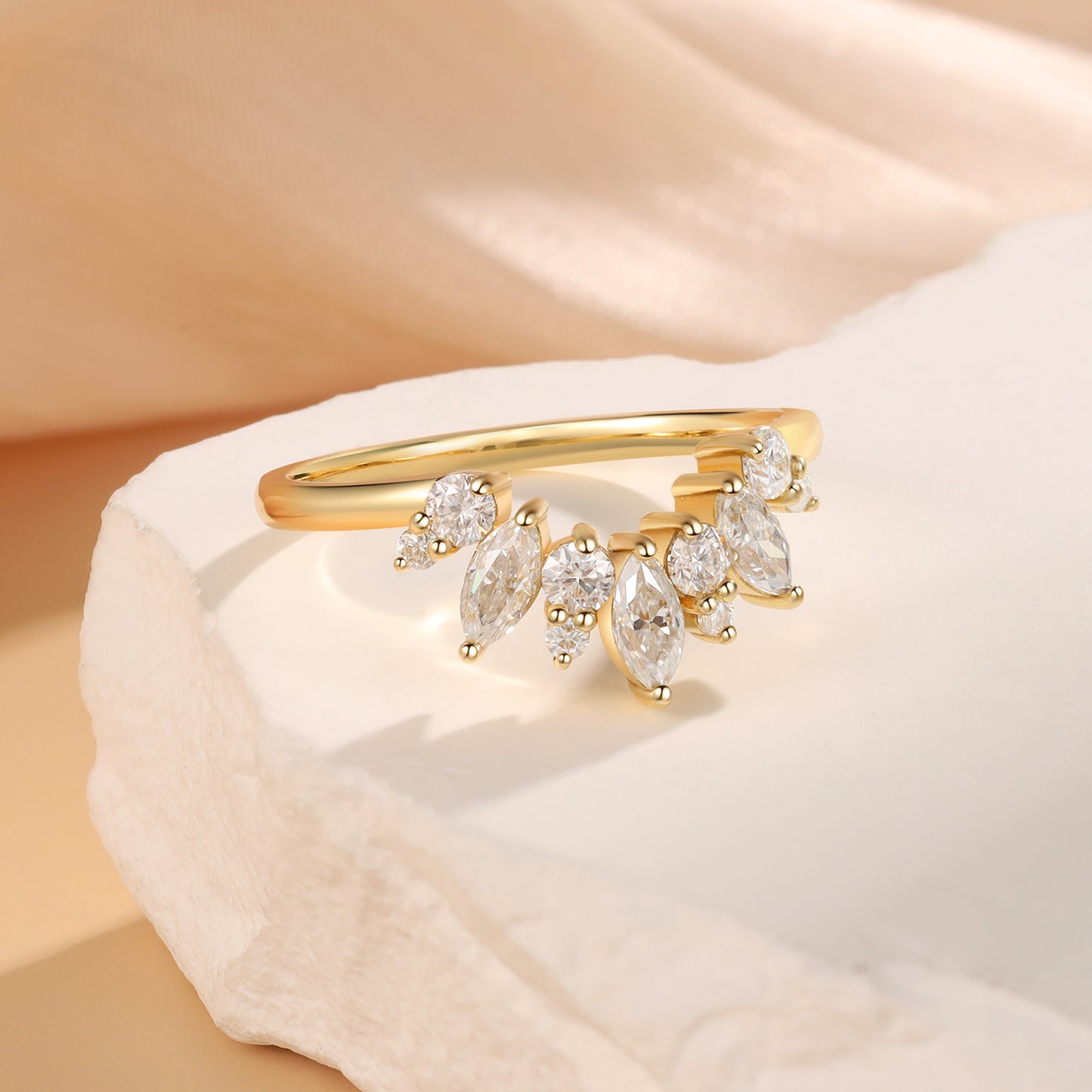 18K Gold Moissanite Ring