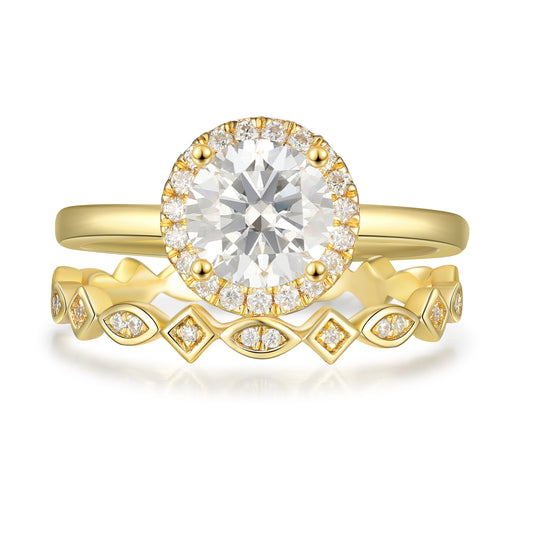 18K Gold Moissanite Rings Set